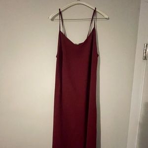 Red slip dress